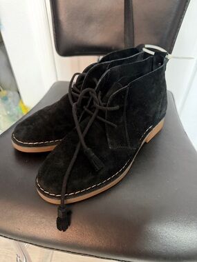 Hush Puppies Black Suede Chukka Boots with Tassel Laces